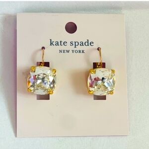 kate spade Gold-Tone Clear Cushion Crystal Drop Earrings NEW